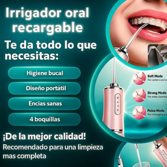 IRRIGADOR ORAL RECARGABLE + KIT DE BOQUILLAS 4