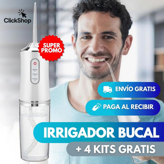 IRRIGADOR ORAL RECARGABLE + KIT DE BOQUILLAS 4